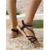 image:imageGORGLITTER Womens Strappy Flat Sandals Dressy Ankle Strap Open Toe Summer Beach Slides Casual Vacation ShoesBlack