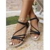 image:imageGORGLITTER Womens Strappy Flat Sandals Dressy Ankle Strap Open Toe Summer Beach Slides Casual Vacation ShoesBlack