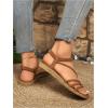 image:imageGORGLITTER Womens Strappy Flat Sandals Dressy Ankle Strap Open Toe Summer Beach Slides Casual Vacation ShoesBrown
