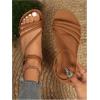 image:imageGORGLITTER Womens Strappy Flat Sandals Dressy Ankle Strap Open Toe Summer Beach Slides Casual Vacation ShoesBrown