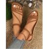 image:imageGORGLITTER Womens Strappy Flat Sandals Dressy Ankle Strap Open Toe Summer Beach Slides Casual Vacation ShoesBrown