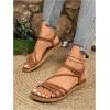 image:imageGORGLITTER Womens Strappy Flat Sandals Dressy Ankle Strap Open Toe Summer Beach Slides Casual Vacation ShoesBrown