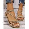 image:imageGORGLITTER Womens Strappy Flat Sandals Dressy Ankle Strap Open Toe Summer Beach Slides Casual Vacation ShoesKhaki
