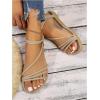 image:imageGORGLITTER Womens Strappy Flat Sandals Dressy Ankle Strap Open Toe Summer Beach Slides Casual Vacation ShoesKhaki