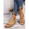 image:imageGORGLITTER Womens Strappy Flat Sandals Dressy Ankle Strap Open Toe Summer Beach Slides Casual Vacation ShoesKhaki