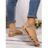 image:imageGORGLITTER Womens Strappy Flat Sandals Dressy Ankle Strap Open Toe Summer Beach Slides Casual Vacation ShoesKhaki