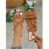 image:imageGORGLITTER Womens Strappy Flat Sandals Square Open Toe Criss Cross Dressy Summer Vacation 2026 Slip on Slide ShoesBrown