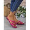 image:imageGORGLITTER Womens Strappy Flat Sandals Square Open Toe Criss Cross Dressy Summer Vacation 2026 Slip on Slide ShoesHot Pink
