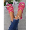 image:imageGORGLITTER Womens Strappy Flat Sandals Square Open Toe Criss Cross Dressy Summer Vacation 2026 Slip on Slide ShoesHot Pink