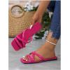 image:imageGORGLITTER Womens Strappy Flat Sandals Square Open Toe Criss Cross Dressy Summer Vacation 2026 Slip on Slide ShoesHot Pink