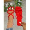 image:imageGORGLITTER Womens Strappy Flat Sandals Square Open Toe Criss Cross Dressy Summer Vacation 2026 Slip on Slide ShoesRed