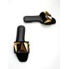 image:imageGORGLITTER Womens Studded Gold Flat Sandals Dressy Square Open Toe Summer Vacation Slip on Slides ShoesBlack