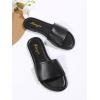 image:imageGORGLITTER Womens Summer Beach Vacation Slide Sandals PU Leather Flat Sandals Open Toe Slip On Wedding Shoes 2026Black