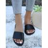 image:imageGORGLITTER Womens Summer Beach Vacation Slide Sandals PU Leather Flat Sandals Open Toe Slip On Wedding Shoes 2026Black