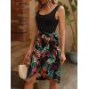 image:imageGORGLITTER Womens Tropical Print Knot Side Wrap Hem Dress Sleeveless Tie Scoop Neck Tank DressBlack