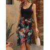 image:imageGORGLITTER Womens Tropical Print Knot Side Wrap Hem Dress Sleeveless Tie Scoop Neck Tank DressBlack