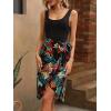 image:imageGORGLITTER Womens Tropical Print Knot Side Wrap Hem Dress Sleeveless Tie Scoop Neck Tank DressBlack