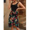 image:imageGORGLITTER Womens Tropical Print Knot Side Wrap Hem Dress Sleeveless Tie Scoop Neck Tank DressBlack