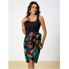 image:imageGORGLITTER Womens Tropical Print Knot Side Wrap Hem Dress Sleeveless Tie Scoop Neck Tank DressBlue