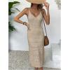 image:imageGORGLITTER Womens Vacation Crochet Dresses Summer Beach Boho Seashell Sleeveless Wedding Guest Cover Up Midi DressesKhaki