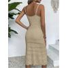 image:imageGORGLITTER Womens Vacation Crochet Dresses Summer Beach Boho Seashell Sleeveless Wedding Guest Cover Up Midi DressesKhaki