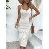 image:imageGORGLITTER Womens Vacation Crochet Dresses Summer Beach Boho Seashell Sleeveless Wedding Guest Cover Up Midi DressesWhite