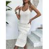 image:imageGORGLITTER Womens Vacation Crochet Dresses Summer Beach Boho Seashell Sleeveless Wedding Guest Cover Up Midi DressesWhite