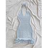 image:imageGORGLITTER Womens Vacation Outfit Crochet Halter Knit Bubble Mini Dress Sexy Beach Cruise Summer Miami Resort OutfitsLight Blue