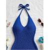 image:imageGORGLITTER Womens Vacation Outfit Crochet Halter Knit Bubble Mini Dress Sexy Beach Cruise Summer Miami Resort OutfitsRoyal Blue