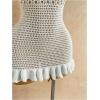 image:imageGORGLITTER Womens Vacation Outfit Crochet Halter Knit Bubble Mini Dress Sexy Beach Cruise Summer Miami Resort OutfitsWhite Shell