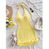 image:imageGORGLITTER Womens Vacation Outfit Crochet Halter Knit Bubble Mini Dress Sexy Beach Cruise Summer Miami Resort OutfitsYellow