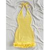 image:imageGORGLITTER Womens Vacation Outfit Crochet Halter Knit Bubble Mini Dress Sexy Beach Cruise Summer Miami Resort OutfitsYellow
