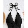 image:imageGORGLITTER Womens Vacation Outfits Crochet Halter Mini Dress Summer Beach Bow Tie Backless Bodycon Knit Festival SundressBlack