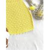 image:imageGORGLITTER Womens Vacation Outfits Crochet Halter Mini Dress Summer Beach Bow Tie Backless Bodycon Knit Festival SundressMustard Yellow