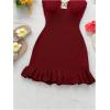 image:imageGORGLITTER Womens Vacation Outfits Crochet Halter Mini Dress Summer Beach Bow Tie Backless Bodycon Knit Festival SundressPlain Burgundy