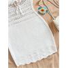 image:imageGORGLITTER Womens Vacation Outfits Crochet Halter Mini Dress Summer Beach Bow Tie Backless Bodycon Knit Festival SundressWhite