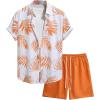 image:imageGORGLITTER Mens 2 Piece Vacation Beach Outfits Floral Button Down Shirt and Shorts Cruise Attire SetsOrange