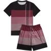 image:imageGORGLITTER Mens Beach Vacation 2 Piece Summer Outfits Short Sets Casual Short Sleeve T Shirt Track Shorts Matching SetBurgundy