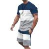 image:imageGORGLITTER Mens Beach Vacation 2 Piece Summer Outfits Short Sets Casual Short Sleeve T Shirt Track Shorts Matching SetMulticolour Blue