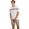 image:imageGORGLITTER Mens Plaid Print Casual Short Sleeve T Shirts and Shorts Tracksuit SetBrown and White