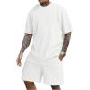 image:imageGORGLITTER Mens Vacation Beach Outfits Textured Short Sleeve Tee and Shorts Sets TracksuitWhite