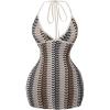 image:imageGORGLITTER Womens Boho Halter Bodycon Mini Dress Sleeveless Tie Backless Vacation Beach Short Dresses 2026Multicolored