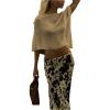 image:imageGORGLITTER Womens Crochet Cover Up Tops Cropped Sheer Poncho Shawl Cape Top Summer Beach Vacation Outfits 2026Khaki