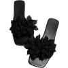 image:imageGORGLITTER Womens Floral Flat Sandals Dressy Flower Square Open Toe Cute Summer Vacation Shoes Comfortable SlidesBlack Floral