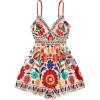 image:imageGORGLITTER Womens Floral Print Summer Romper Boho Sleeveless Wide Leg Short Jumpsuits Beach Vacation Cruise OutfitsMulticolor