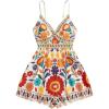 image:imageGORGLITTER Womens Floral Print Summer Romper Boho Sleeveless Wide Leg Short Jumpsuits Beach Vacation Cruise OutfitsOrange