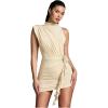 image:imageGORGLITTER Womens Flower Birthday Cocktail Mini Dress Asymmetrical Mock Neck Summer Going Out Prom Vacation SundressesSolid Apricot