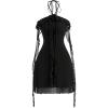 image:imageGORGLITTER Womens Flower Strapless Halter Bodycon Mini Dresses Elegant Classy Y2K Mesh Tassel Backless Summer SundressBlack