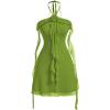 image:imageGORGLITTER Womens Flower Strapless Halter Bodycon Mini Dresses Elegant Classy Y2K Mesh Tassel Backless Summer SundressGreen