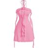 image:imageGORGLITTER Womens Flower Strapless Halter Bodycon Mini Dresses Elegant Classy Y2K Mesh Tassel Backless Summer SundressPink